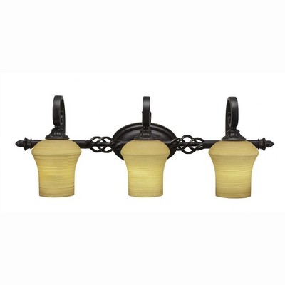 Toltec Lighting Elegante 3 - Light Vanity in  Dark Granite with 5.5" Zilo Cayenne Linen  Shade