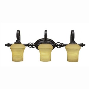 Toltec Lighting Elegante 3 - Light Vanity in  Dark Granite with 5.5" Zilo Cayenne Linen  Shade - 1 of 1