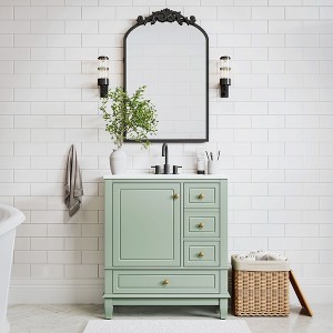 PexFix Light Green Bathroom Vanity Set with Arched Mirror 30 Inch Single Sink Vanity Cabinet with Soft-Close Doors & Drawers for Bathroom Storage - 1 of 4