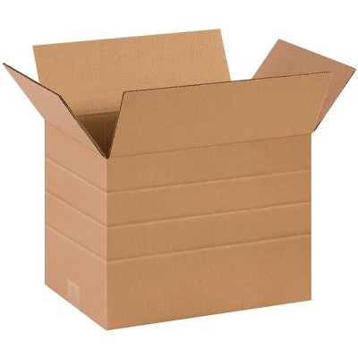 The Packaging Wholesalers Multi-Depth Corrugated Boxes 14" x 10" x 10" Kraft 25/Bundle BS141010MD