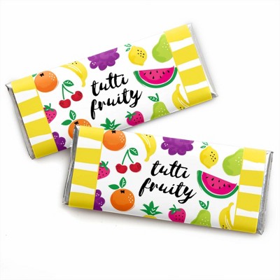 Big Dot of Happiness Tutti Fruity - Candy Bar Wrappers Frutti Summer Baby Shower or Birthday Party Favors - Set of 24