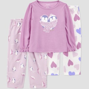 Carter's Just One You® Toddler Girls' 3pc Long Sleeve Poly Fleece Pajama Set - 1 of 4