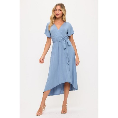 WEST K Women's Georgia Knee-length Faxu Wrap Knit Dress