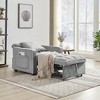 VASIP Velvet Foldable Sofa Bed - 3-Size Adjustable Pull-Out Sleeper with USB Port, Swivel Phone Stand - Modern Convertible Gray Sofa - 4 of 4