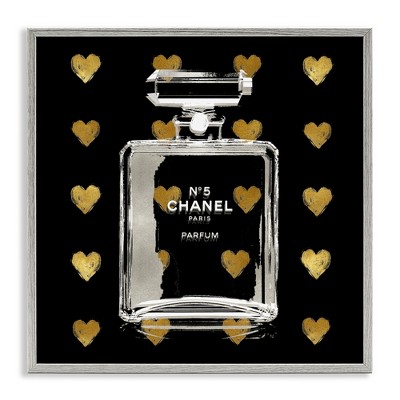 Stupell Industries Glam Brand Perfume Hearts Pattern Black Framed Giclee Art