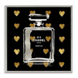 Stupell Industries Glam Brand Perfume Hearts Pattern Black Framed Giclee Art - 1 of 4