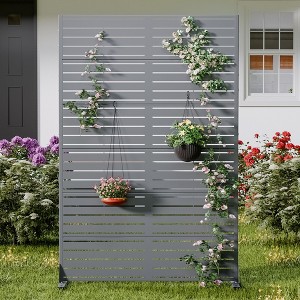 PexFix 72 in. H x 47 in. W Outdoor Metal Classic Shutters Screen Garden Fence Brick Pattern Wall - 1 of 4