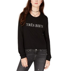 Carbon Copy Womens Tres Bien Embellished T-Shirt, Black, Large - 1 of 1