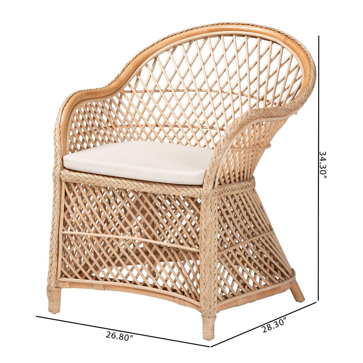 bali & pari Casilda Braided Rattan Arm Chair Natural - thumbnail 10