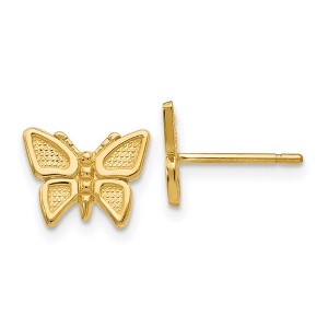 Black Bow Jewelry 10mm Textured Butterfly Post Earrings in 14k Yellow Gold - 1 of 4