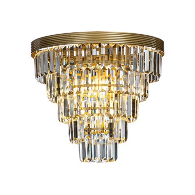 ALOADECOR 4-Light 16" Glam Tierd Brass Flush Mount With Crystal Accents
