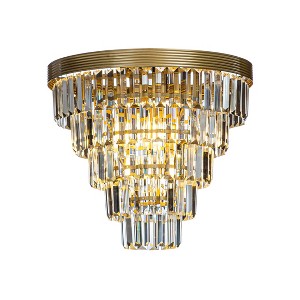 ALOADECOR 4-Light 16" Glam Tierd Brass Flush Mount With Crystal Accents - 1 of 4