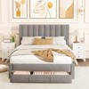 Safstar Queen Size Bed Frame w/Storage Drawer & Vertical Channel Headboard,Light Gray - 4 of 4