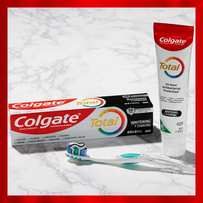 Colgate Total Whitening + Charcoal Toothpaste - Mint - 5.1oz/2pk, 3 of 11