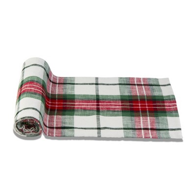 tagltd 14.5" x 72" Christmas Red, Green & White Plaid Table Runner