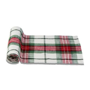 tagltd 14.5" x 72" Christmas Red, Green & White Plaid Table Runner - 1 of 2