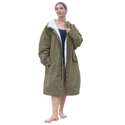 Catalonia Women Men Youth Hoodie Swim Parka, Fleece Plush Full Lined Jacket Cape Robe for Swimming, Surf Swim