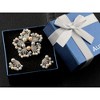 Anna-Kaci Women's Classy Multi-Color Faux Pearl Clear Rhinestone Crystal Brooch Pin Floral Earring Stud Set - Multicolor - 3 of 4