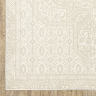 Ivory Geometric Synthetic 3'3" x 5' Area Rug