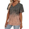 Women's Tops 2025 V Neck Short Sleeve T Shirts Trendy Dressy Vacation Outfits Printed Casual Blouse - 3 of 4