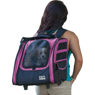 Pink Soft-Sided Rolling Pet Carrier with Telescoping Handle