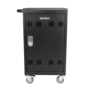 Belatt 32-Slot Mobile Charging Cart - Secure Storage for Laptops and More, Locking, Wheels, Rust-Resistant Steel - 1 of 4
