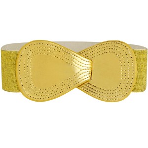 INSPIRE CHIC Women's Interlock 8-shaped Faux Leather Buckle Elastic Belt 1 Pc - 1 of 4