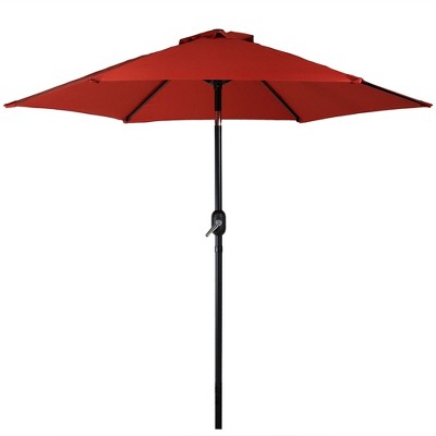 Sunnydaze Outdoor Aluminum Patio Table Umbrella with Polyester Canopy and Tilt and Crank Shade Control - 7.5' - Burnt Orange