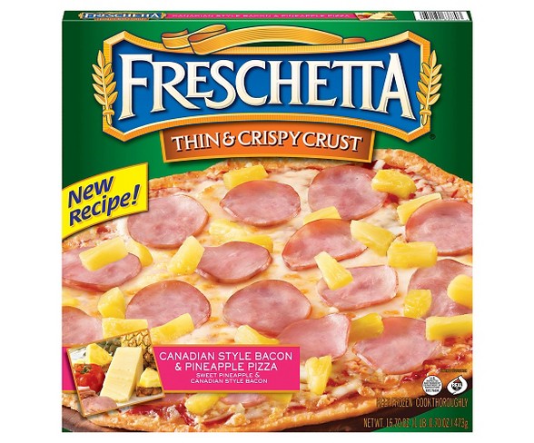 Freschetta Thin & Crispy Crust Canadian Style Bacon & Pineapple Frozen Pizza - 16.70oz