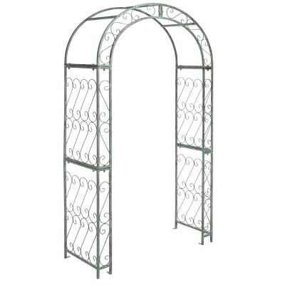 Antique Green Iron Garden Trellis Arch Arbor
