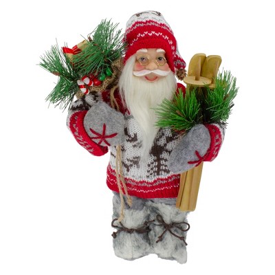 Northlight 12" Standing Santa Dressed in a Warm Sweater and Fur Boots Christmas Figure