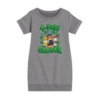 - Paw Patrol - 4 Paw Clover Graphic Short Sleeve Fleece Dress