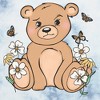 Juniors Womens Lost Gods Adorable Teddy Flowers Crop T-Shirt - 2 of 4