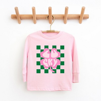 The Juniper Shop Lucky Clover Checkered Toddler Long Sleeve Tee