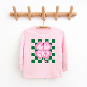 The Juniper Shop Lucky Clover Checkered Toddler Long Sleeve Tee - 1 of 3