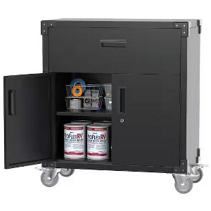 AOBABO Metal Rolling Tool Cabinet with 1 Drawer & 2 Door, Garage Cabinets in Black - 1 of 1