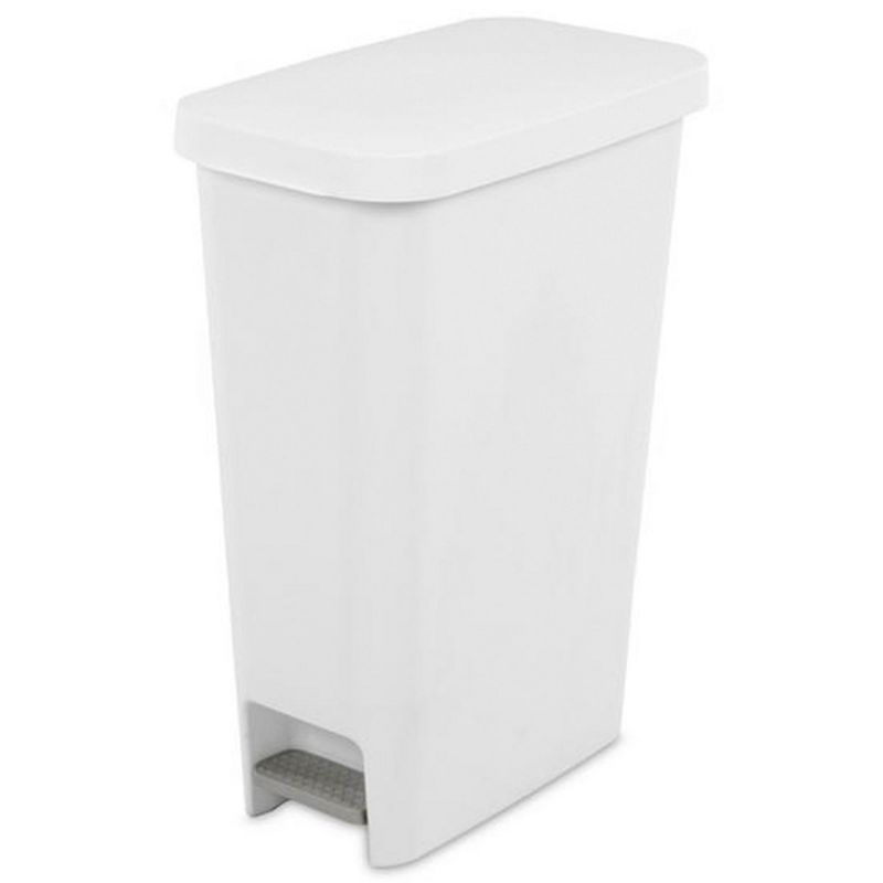 Sterilite 11 Gallon Slim Narrow StepOn Hands Free Portable Kitchen Wastebasket Trash Can Garbage Bin Container with Oversized Lid, 2 of 7