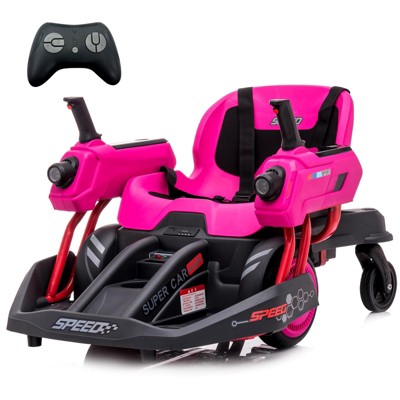 360°Rotation Electric Ride-on, 2.4G Remote Control, Blue Laser Shooting Sound, Bilateral Steering Control Handle, 12V 7AH Rechargeable Battery