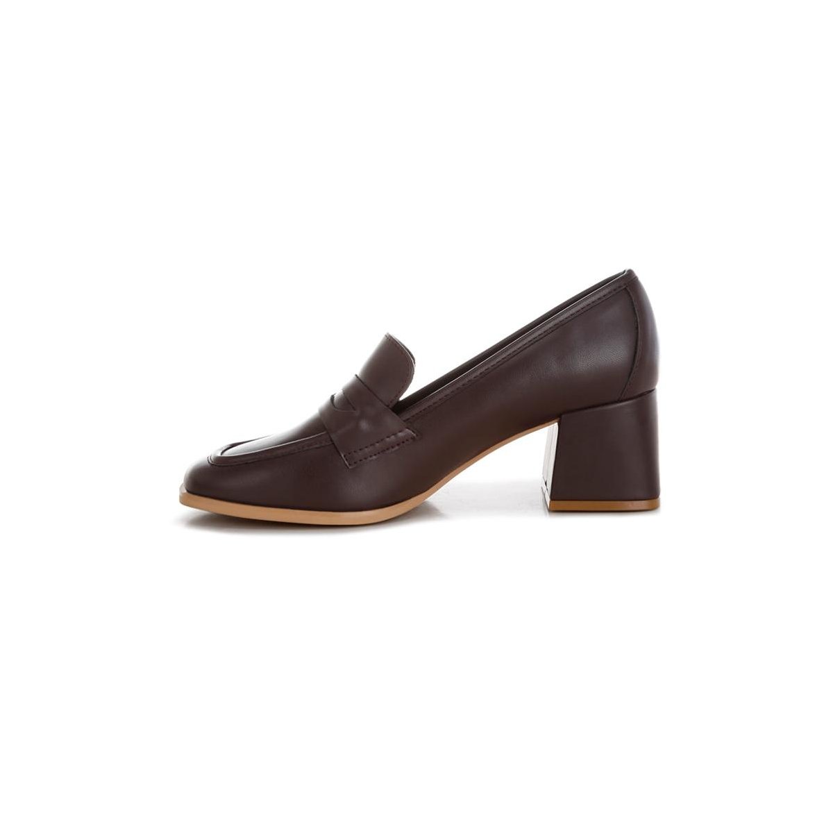 Женские туфли London Rag Womens Sutapa Penny Strap Flared Block Heel Loafers 6 — фото 4