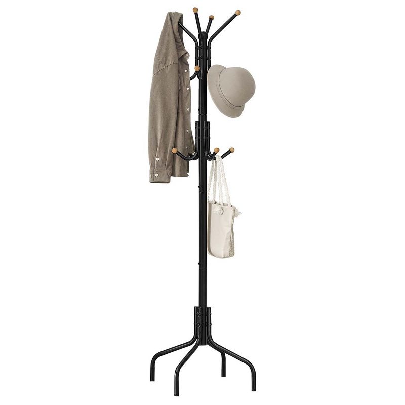 SONGMICS Coat Rack Freestanding, Metal Coat Rack Stand with 12 Hooks and 4 Legs, Coat Tree, Holds Clothes, 2 of 11