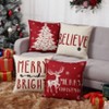 Coucheta Christmas Pillow Covers Set of 4, 18x18 Inch Farmhouse Decor with Deer & Tree Design for Winter Holiday Decor on Sofa Couch, Red - 2 of 4