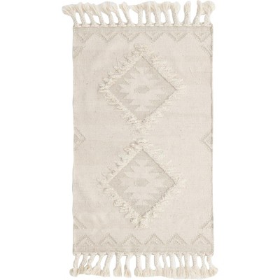 Ivory Geometric Handmade Wool Area Rug