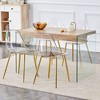 CAVINAS Dining Table Set for 4 Kitchen Table Wood Texture MDF Coffee Table Tempered Glass Legs with 4 Chairs - 3 of 4