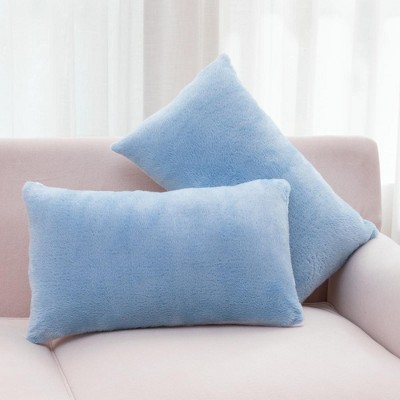 Cheer Collection Set Of 2 Microfleece Throw Pillows 12 X 20 Light Blue Target