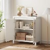 Jojoka Modern Sideboard Buffet Cabinet with Adjustable Shelves and Rattan Doors, Rectangular Engineered Wood Storage Console, White - 3 of 4