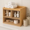 Bamboo Cosmetic Drawer Organizer with Open Shelf & 3 Acrylic Drawer Compartments, Nonslip Makeup, Jewelry & Skincare Organizer - 3 of 3
