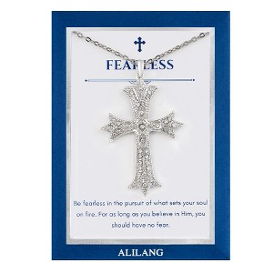 Anna-Kaci Silver Tone Crystal Rhinestone Cross Patonce Necklace with Message Card & Envelope Jewelry Gift - 1 of 4