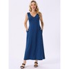INSPIRE CHIC Women's Sleeveless Tie-Waist Knit Beach Tank Casual Maxi Dress with Pockets - 4 of 4