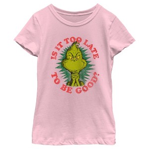 Girl's Dr. Seuss Christmas Grinch Is it too Late T-Shirt - 1 of 4