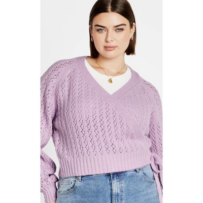 Women's Plus Size Isla Cardigan - lilac | CITY CHIC